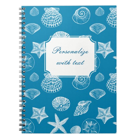Nautical Beach Shells Aqua White Notitieboek (Voorkant)