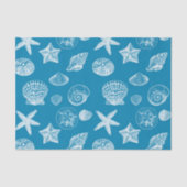 Nautical Beach Shells Aqua White Tissuepapier (Voorkant)