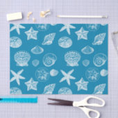 Nautical Beach Shells Aqua White Tissuepapier (Craft)