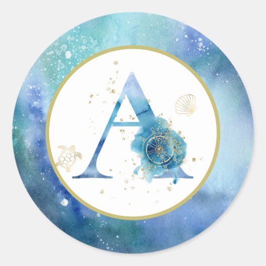 *~* Nautical Beach Shells Envelope Seal Sticker (Voorkant)