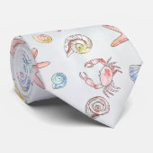 Nautical Beach Starfish Sailing Anchor Pattern Stropdas (Opgerold)