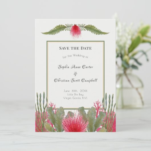Nautical Beach Theme Bruiloft Save the Date (Staand voorkant)