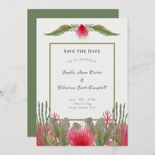 Nautical Beach Theme Bruiloft Save the Date (Voorkant / Achterkant)