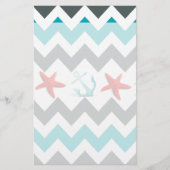 Nautical Beach Theme Chevron Anchors Starfish Briefpapier (Voorkant)