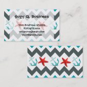 Nautical Beach Theme Chevron Anchors Starfish Visitekaartje (Voorkant / Achterkant)