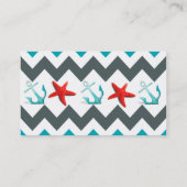 Nautical Beach Theme Chevron Anchors Starfish Visitekaartje (Achterkant)