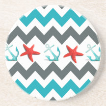 Nautical Beach Theme Chevron Anchors Starfish