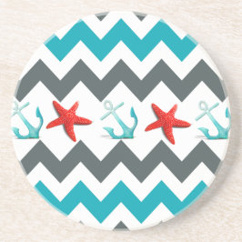 Nautical Beach Theme Chevron Anchors Starfish Zandsteen Onderzetter