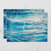 Nautical Beach Theme Ocean Blue Weddenschap Uitnod Kaart (Voorkant / Achterkant)