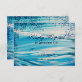 Nautical Beach Theme Ocean Blue Wedding RSVP-kaart RSVP Kaartje (Voorkant / Achterkant)