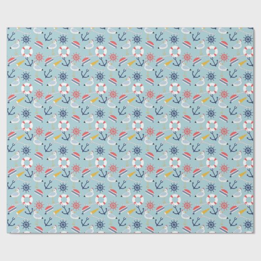 Nautical Beach themed wrapting paper Cadeaupapier (Vlak)