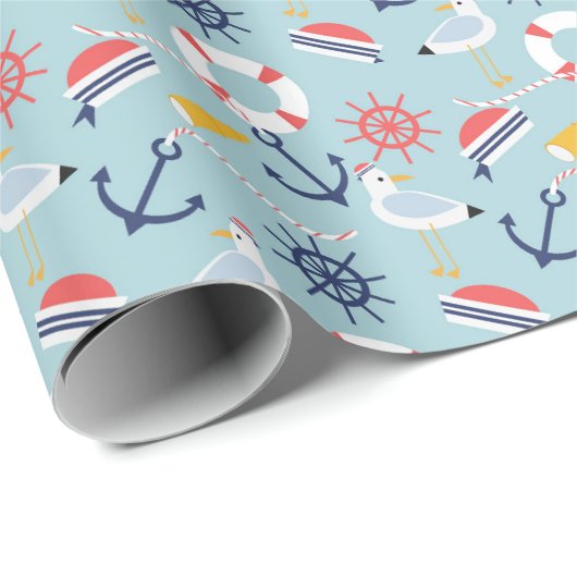 Nautical Beach themed wrapting paper Cadeaupapier (Rol Hoek)