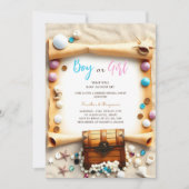 Nautical Beach Treasure Chest Gender Reveal Party Kaart (Voorkant)