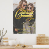 Nautical Beach Unplugged Ceremonie Foto Bruiloft Poster (Keuken)