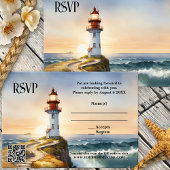 Nautical Beach Vuurtoren Bruiloft RSVP Kaart