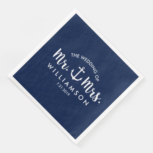 Nautical Beach Weddenschap Blue Anchor Custom Servet (Hoek)