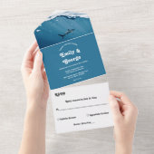 Nautical Beach Weddenschap met marineblauw onderwa All In One Uitnodiging (Afscheurbaar)