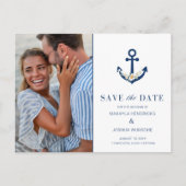 Nautical Beach Weddenschap Photo Save the Date Aankondigingskaart (Voorkant)
