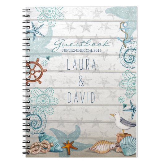 Nautical Beach Wedding Guestbook Notitieboek (Voorkant)