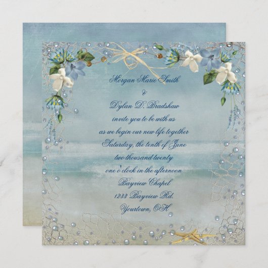 Nautical Beach Wedding Kaart (Voorkant / Achterkant)