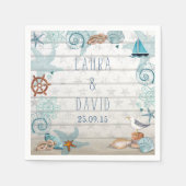 Nautical Beach Wedding Paper Napkins Servet (Voorkant)