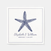 Nautical Beach Wedding Rustic Navy Blue Starfish Servet (Voorkant)