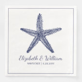 Nautical Beach Wedding Rustic Navy Blue Starfish Servet (Voorkant)