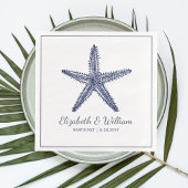 Nautical Beach Wedding Rustic Navy Blue Starfish Servet