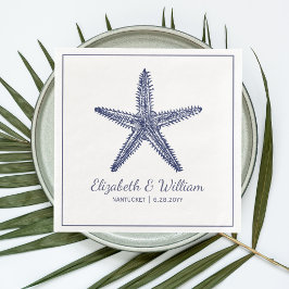 Nautical Beach Wedding Rustic Navy Blue Starfish Servet