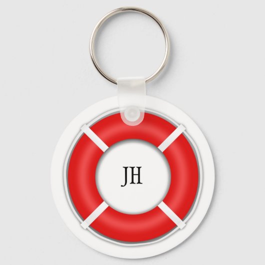 Nautical BeachBoat Life Preserver optioneel Initia Sleutelhanger (Voorkant)
