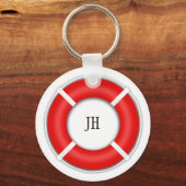 Nautical BeachBoat Life Preserver optioneel Initia Sleutelhanger (Voorkant)