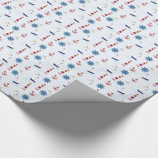 Nautical Beachy Lighthouse en Starfish Gift Wrap Cadeaupapier (Hoek)