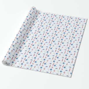 Nautical Beachy Lighthouse en Starfish Gift Wrap Cadeaupapier