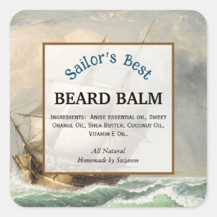 Nautical Beard Balm Productlabel Vierkante Sticker