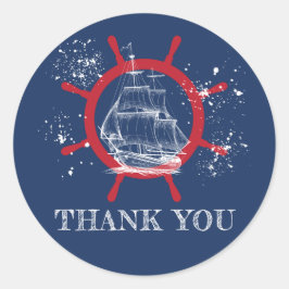 Nautical Bedankt Favor Blue Ronde Sticker