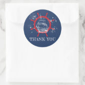 Nautical Bedankt Favor Blue Ronde Sticker (Tas)
