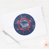 Nautical Bedankt Favor Blue Ronde Sticker (Envelop)