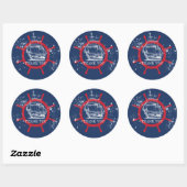 Nautical Bedankt Favor Blue Ronde Sticker (Vel)