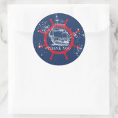 Nautical Bedankt Favor Blue Ronde Sticker (Tas)