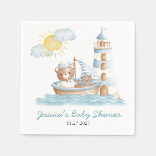 Nautical Beer Watercolor Boot Baby Shower Servet