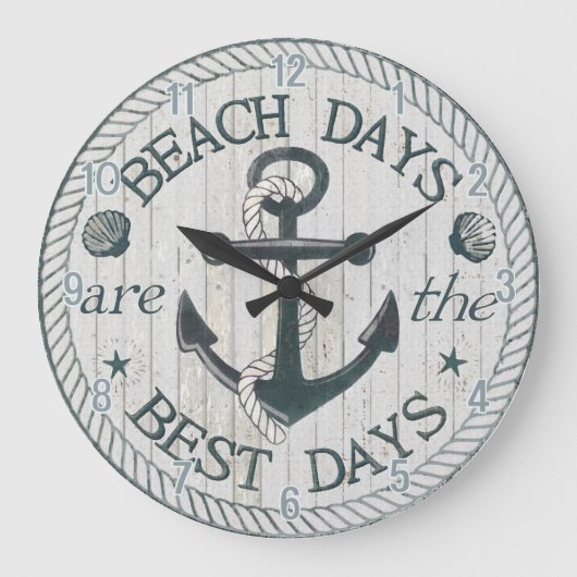 Nautical Best Days Beach Rustic Wall Clock Grote Klok (Voorkant)