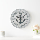 Nautical Best Days Beach Rustic Wall Clock Grote Klok (Huis)