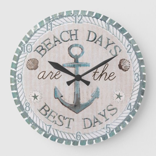 Nautical Best Days Beach Rustic Wall Clock Grote Klok (Voorkant)