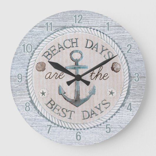 Nautical Best Days Beach Rustic Wall Clock Grote Klok (Voorkant)