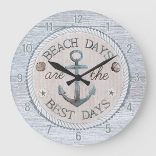 Nautical Best Days Beach Rustic Wall klok