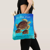 Nautical Best Mam Ever Zee Turtle Waterverf Tote Bag (Dichtbij)
