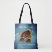 Nautical Best Mam Ever Zee Turtle Waterverf Tote Bag (Voorkant)
