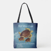 Nautical Best Mam Ever Zee Turtle Waterverf Tote Bag (Achterkant)