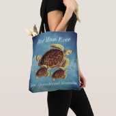 Nautical Best Mam Ever Zee Turtle Waterverf Tote Bag (Dichtbij)