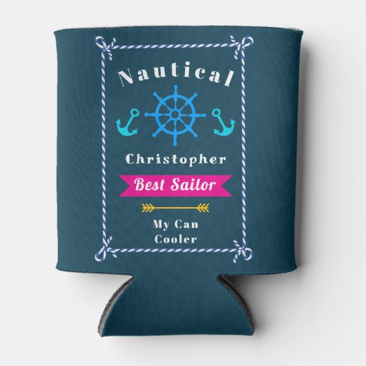 Nautical Best Sailor Blauwgroen Blikjeskoeler (Voorkant)